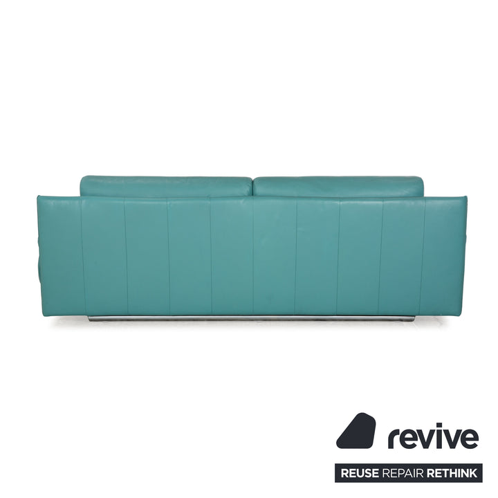 Rolf Benz 6500 Leder Dreisitzer Türkis Blau Sofa Couch manuelle Funktion