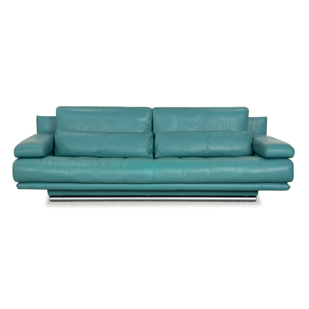 Rolf Benz 6500 Leder Dreisitzer Türkis Blau Sofa Couch manuelle Funktion