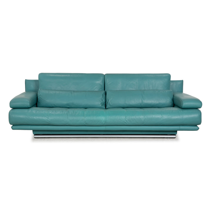Rolf Benz 6500 Leder Dreisitzer Türkis Blau Sofa Couch manuelle Funktion