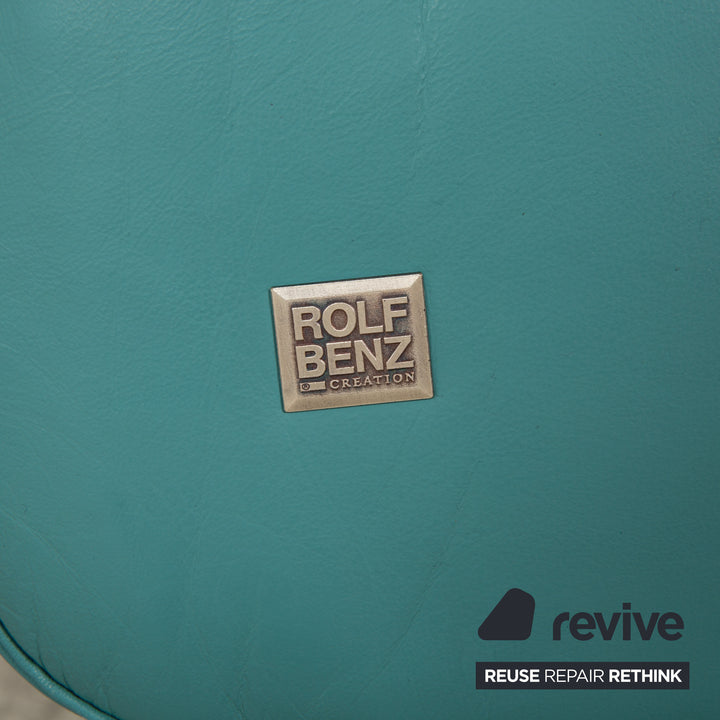 Rolf Benz 6500 Leder Dreisitzer Türkis Blau Sofa Couch manuelle Funktion