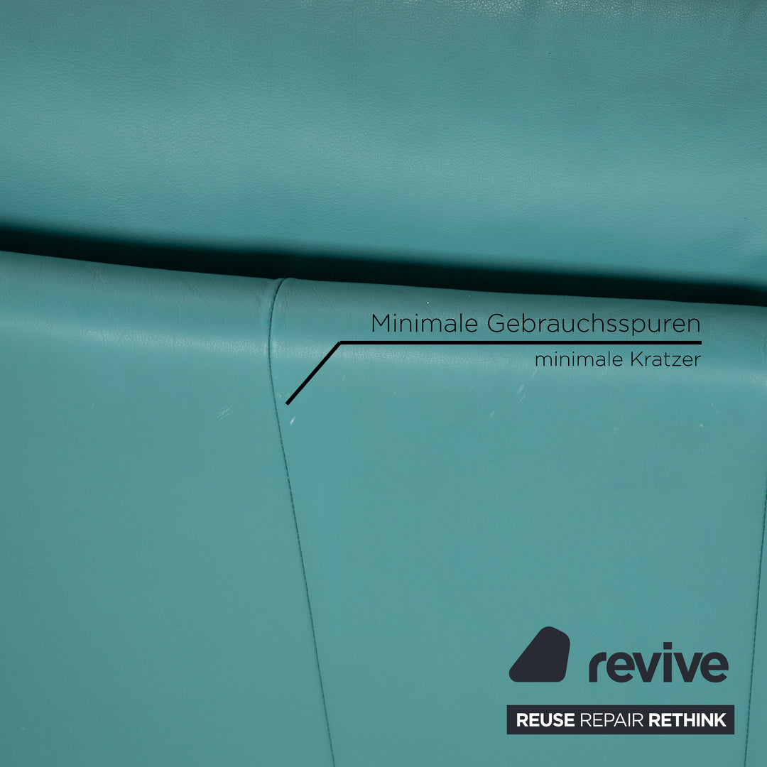 Rolf Benz 6500 Leder Dreisitzer Türkis Blau Sofa Couch manuelle Funktion