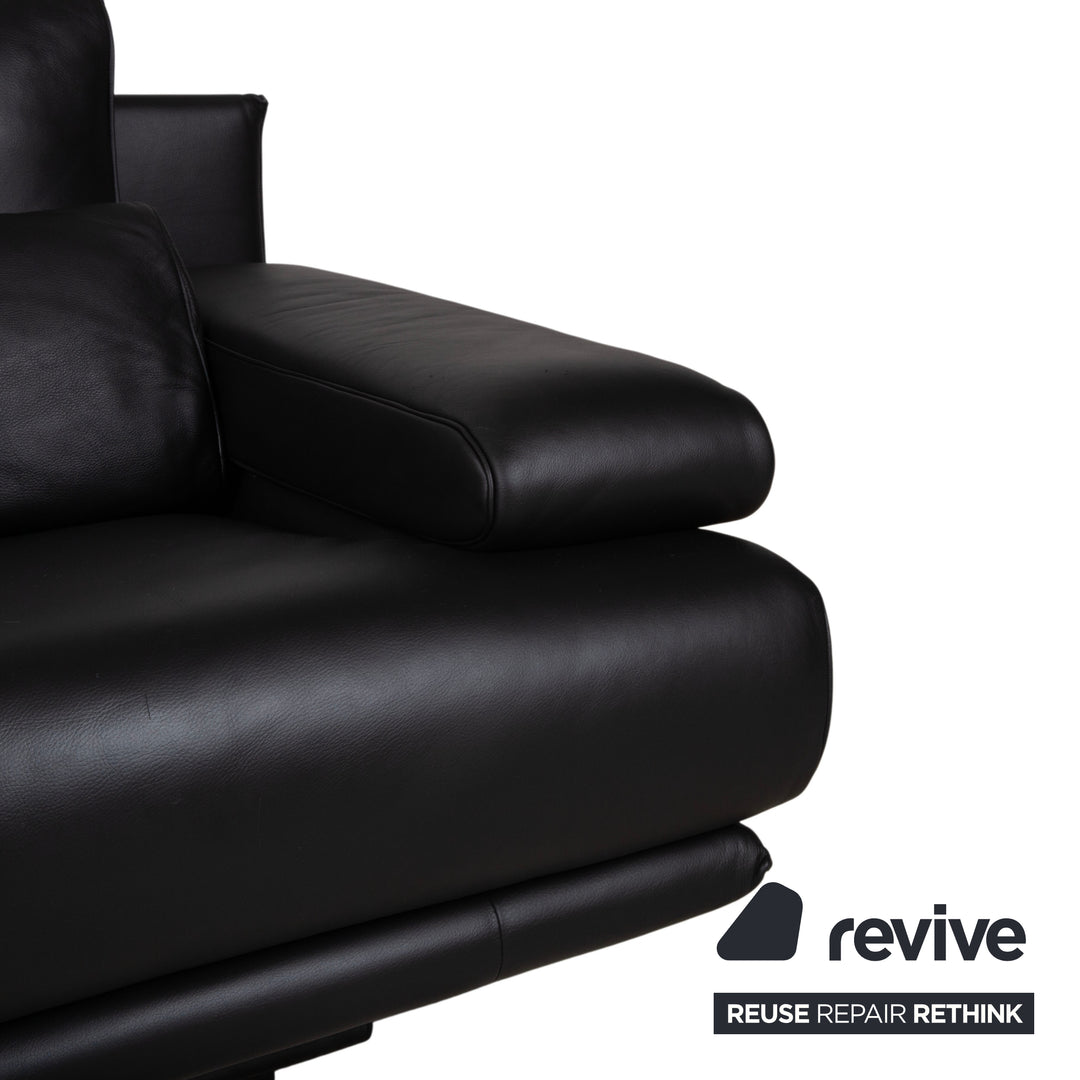 Rolf Benz 6500 Zweisitzer Leder Sofa Schwarz Couch manuelle Funktion
