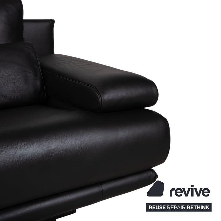 Rolf Benz 6500 Zweisitzer Leder Sofa Schwarz Couch manuelle Funktion