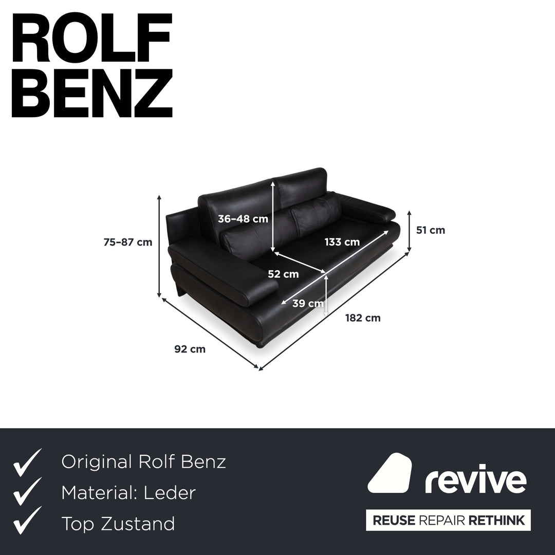 Rolf Benz 6500 Zweisitzer Leder Sofa Schwarz Couch manuelle Funktion