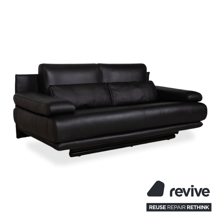 Rolf Benz 6500 Zweisitzer Leder Sofa Schwarz Couch manuelle Funktion