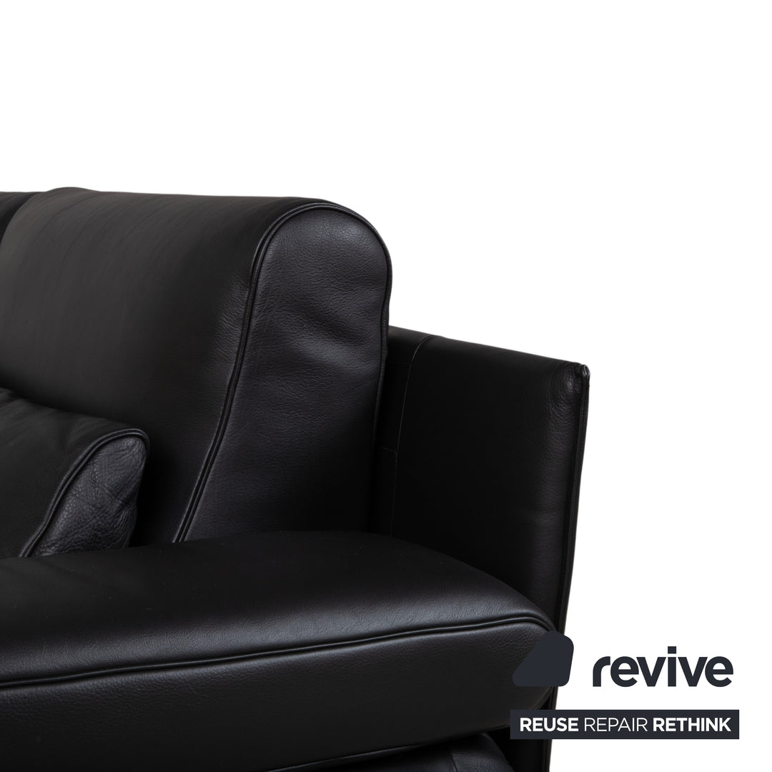 Rolf Benz 6500 Zweisitzer Leder Sofa Schwarz Couch manuelle Funktion