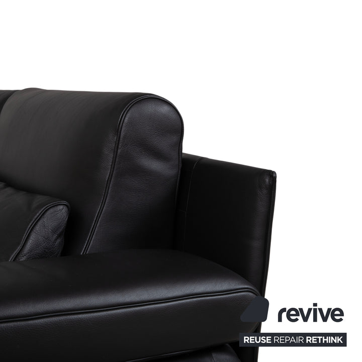 Rolf Benz 6500 Zweisitzer Leder Sofa Schwarz Couch manuelle Funktion