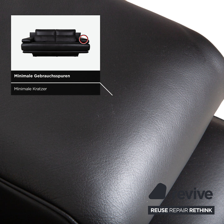 Rolf Benz 6500 Zweisitzer Leder Sofa Schwarz Couch manuelle Funktion