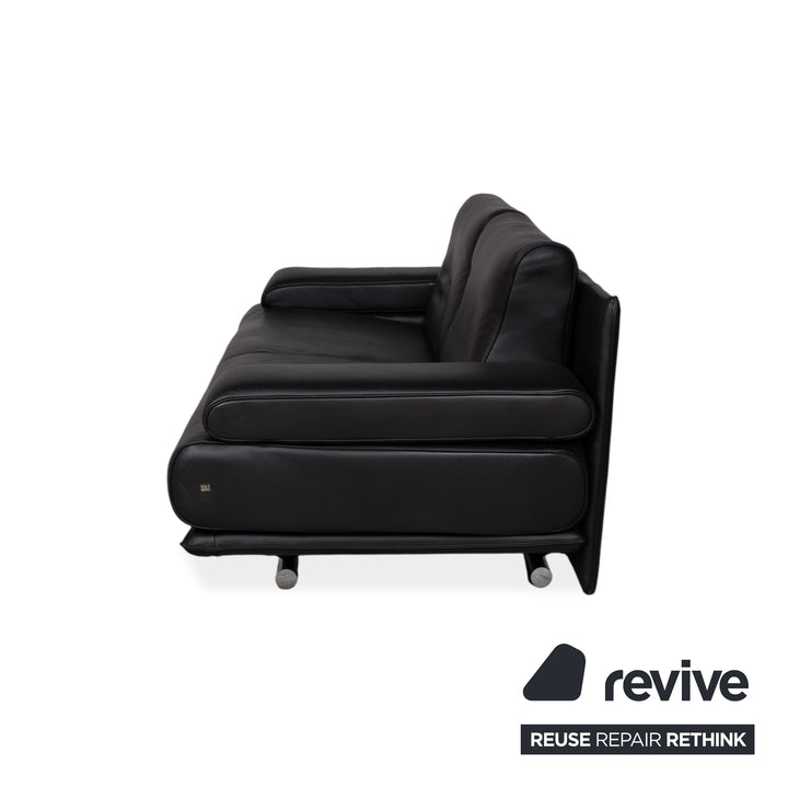Rolf Benz 6500 Zweisitzer Leder Sofa Schwarz Couch manuelle Funktion