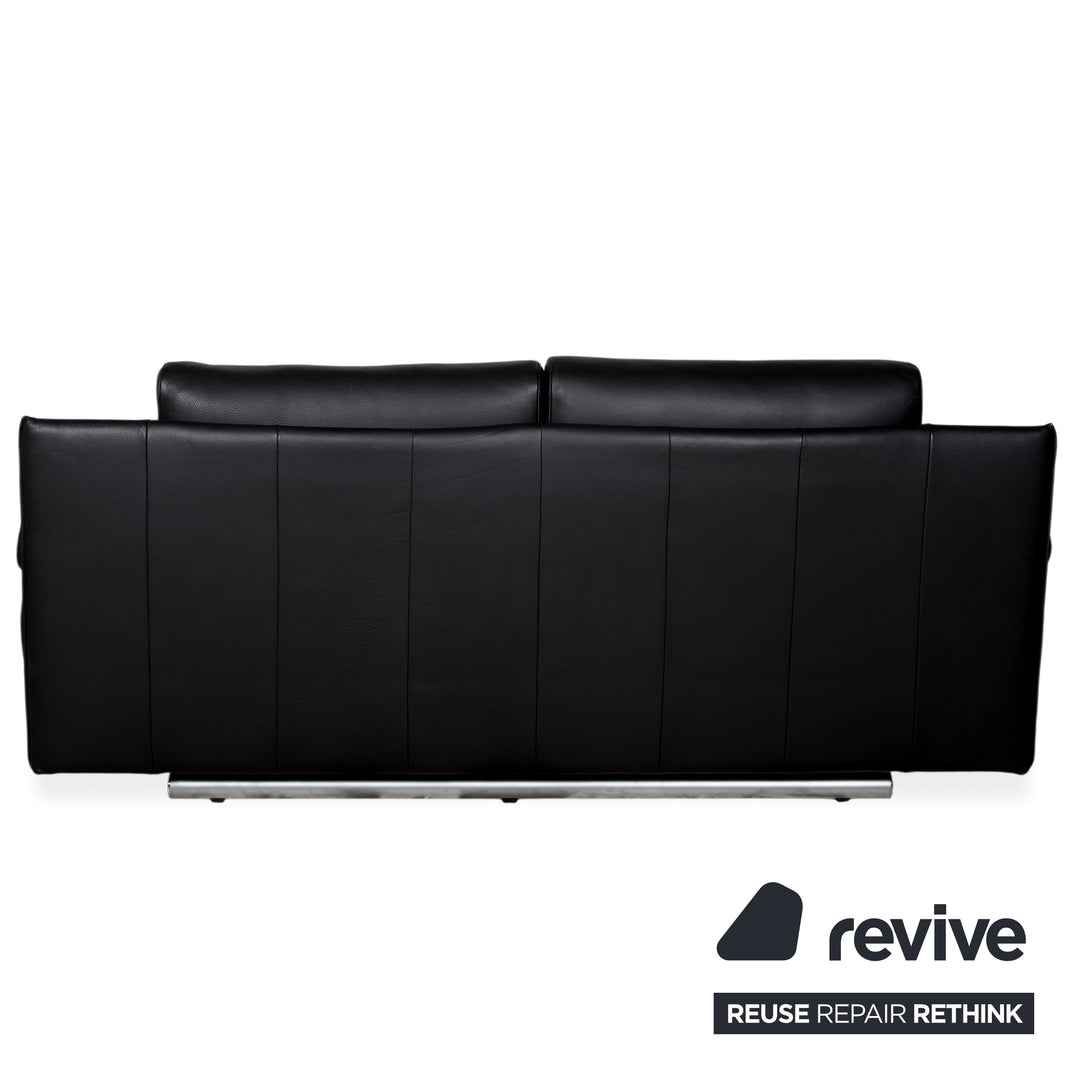 Canapé deux places en cuir noir Rolf Benz 6500 - Fonctionnement manuel