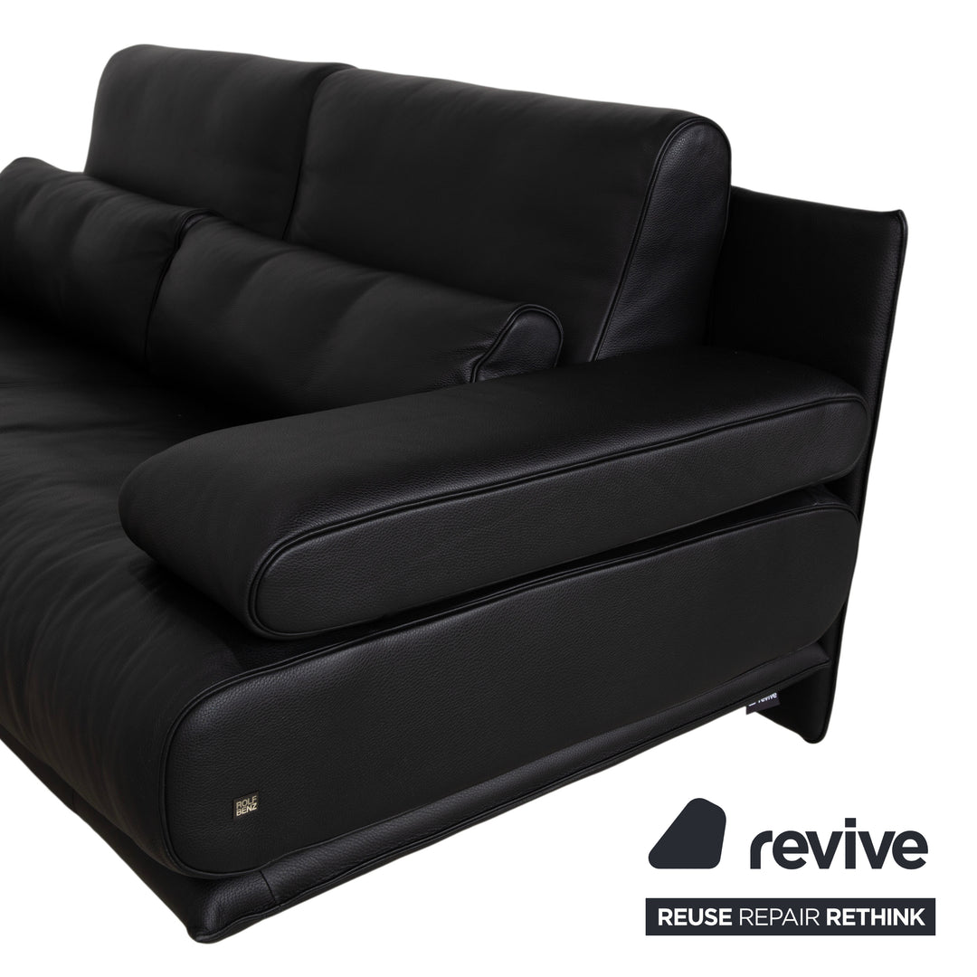 Rolf Benz 6500 Zweisitzer Leder Sofa Schwarz Couch manuelle Funktion