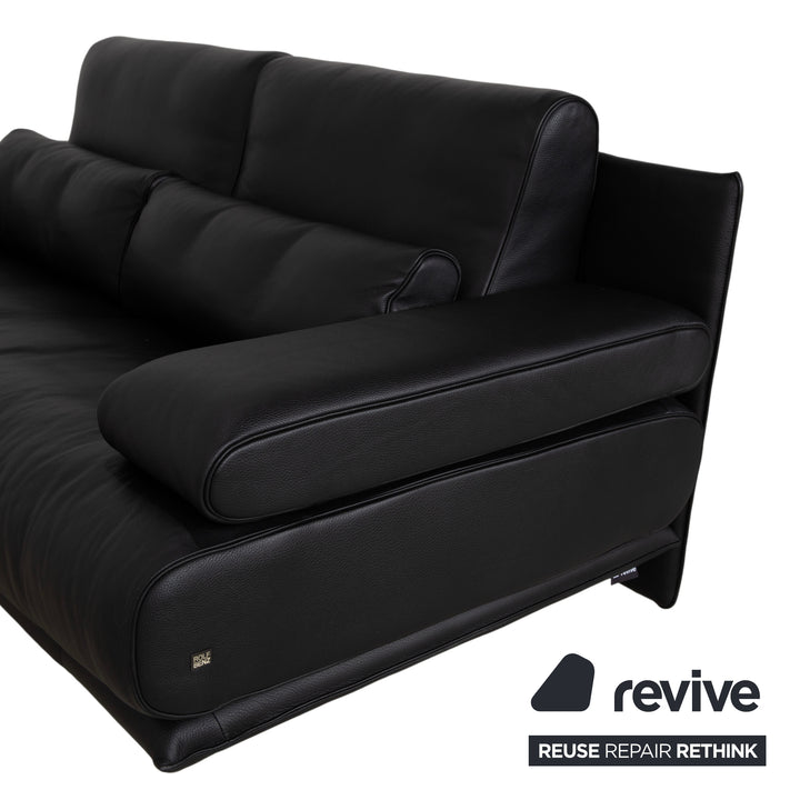 Rolf Benz 6500 Zweisitzer Leder Sofa Schwarz Couch manuelle Funktion