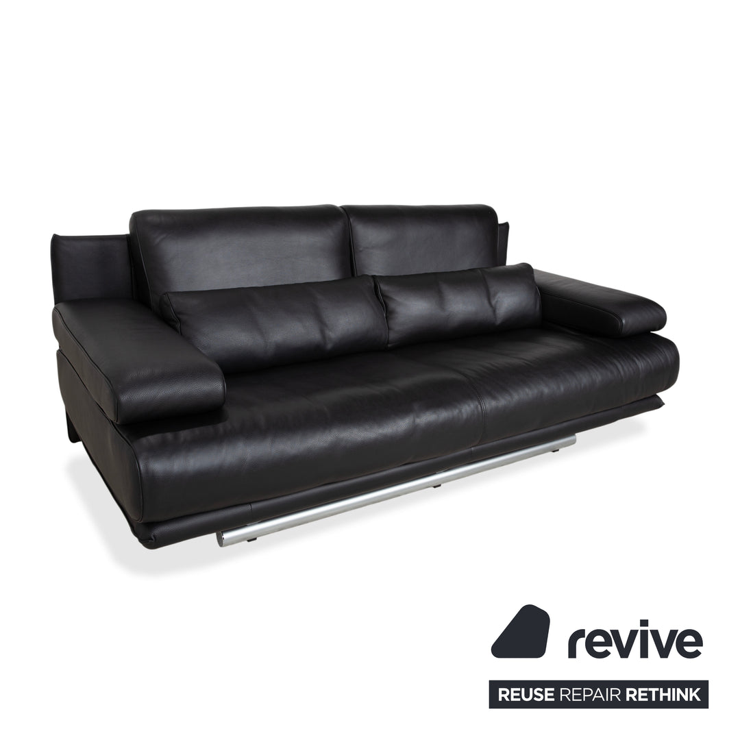 Rolf Benz 6500 Zweisitzer Leder Sofa Schwarz Couch manuelle Funktion
