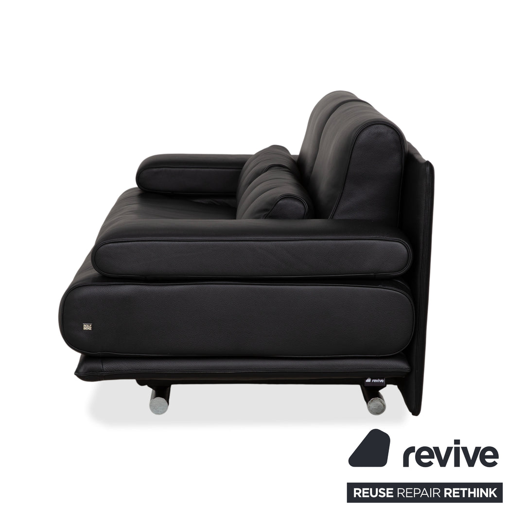 Rolf Benz 6500 Zweisitzer Leder Sofa Schwarz Couch manuelle Funktion