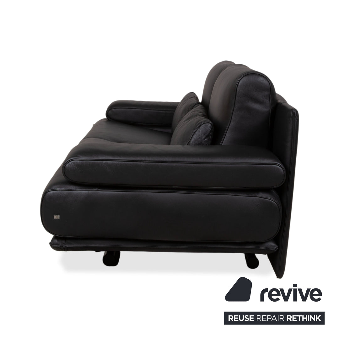Rolf Benz 6500 Zweisitzer Leder Sofa Schwarz Couch manuelle Funktion