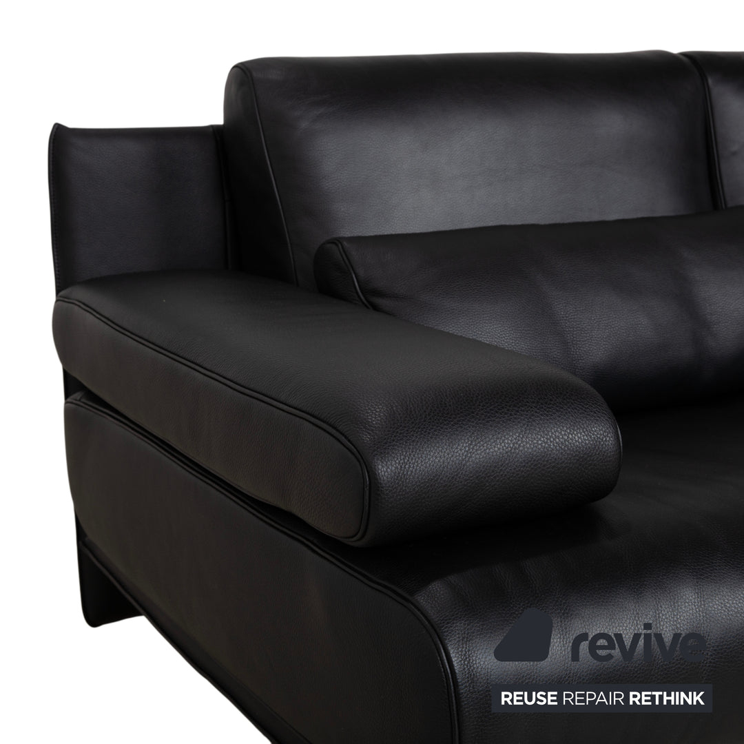 Rolf Benz 6500 Zweisitzer Leder Sofa Schwarz Couch manuelle Funktion