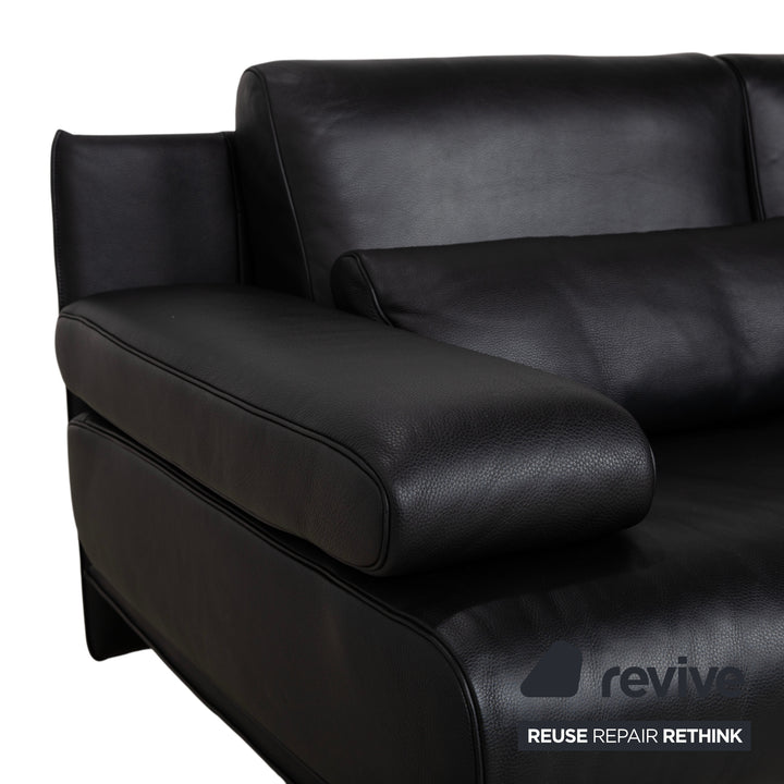 Rolf Benz 6500 Zweisitzer Leder Sofa Schwarz Couch manuelle Funktion