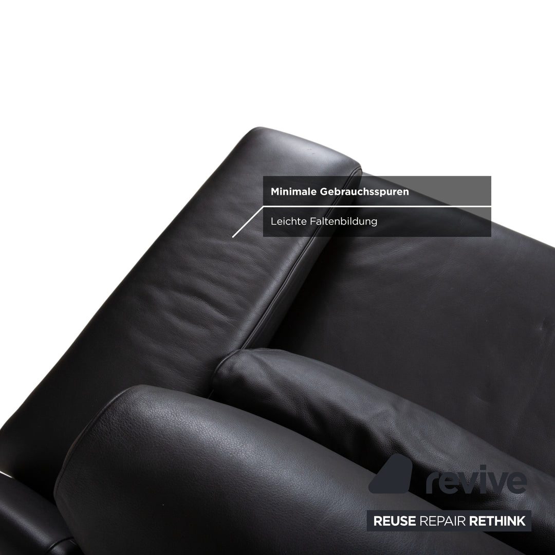 Rolf Benz 6500 Zweisitzer Leder Sofa Schwarz Couch manuelle Funktion