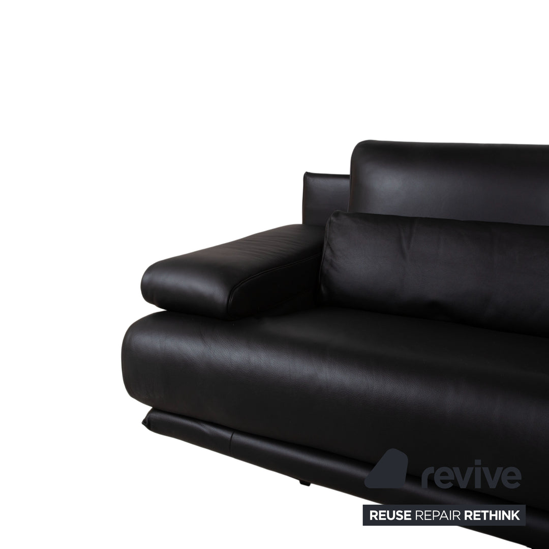 Rolf Benz 6500 Zweisitzer Leder Sofa Schwarz Couch manuelle Funktion