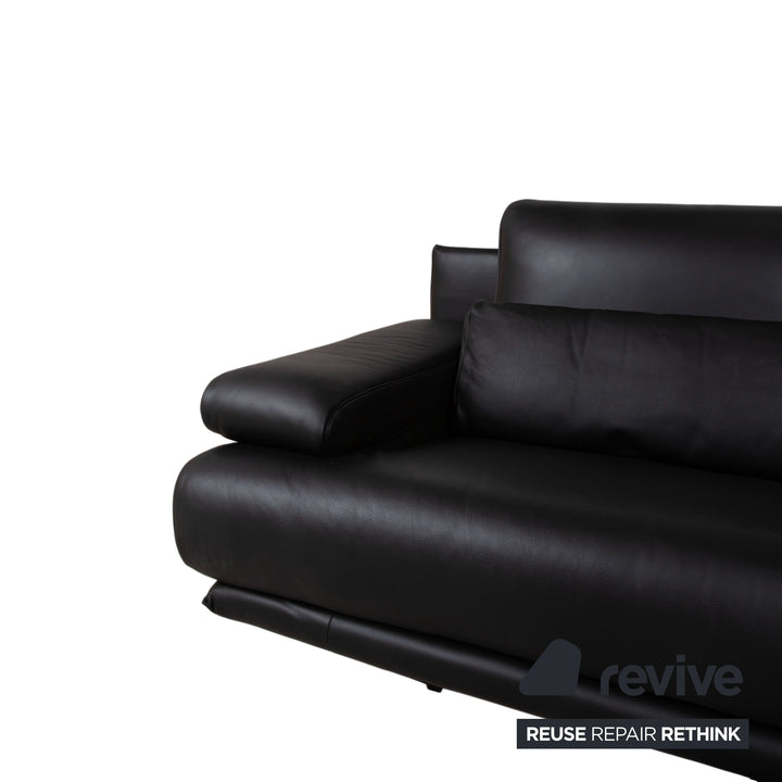 Rolf Benz 6500 Zweisitzer Leder Sofa Schwarz Couch manuelle Funktion