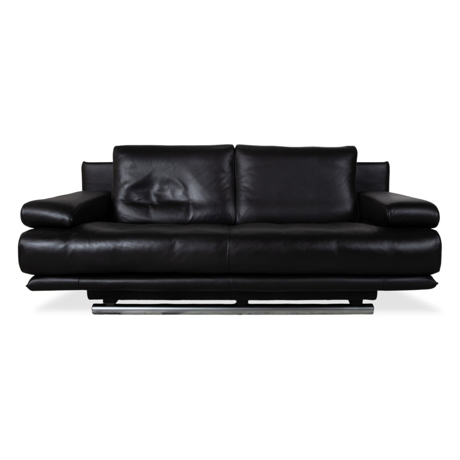 Canapé deux places en cuir noir Rolf Benz 6500 - Fonctionnement manuel