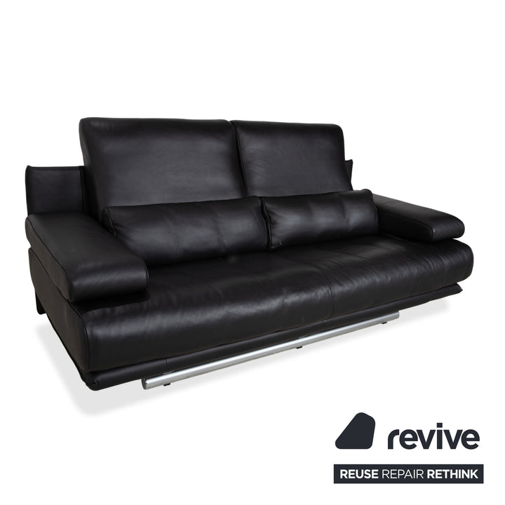 Rolf Benz 6500 Zweisitzer Leder Sofa Schwarz Couch manuelle Funktion