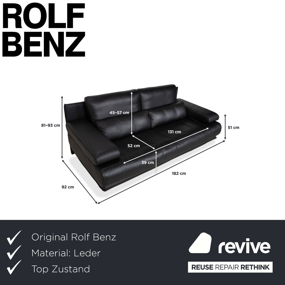 Rolf Benz 6500 Zweisitzer Leder Sofa Schwarz Couch manuelle Funktion