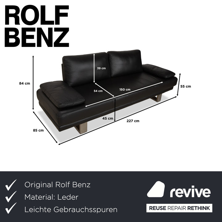 Rolf Benz 6600 leather three-seater black sofa couch
