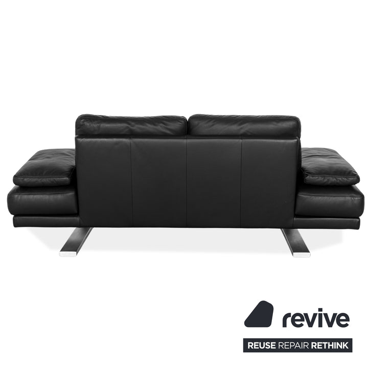 Rolf Benz 6600 leather three-seater black sofa couch