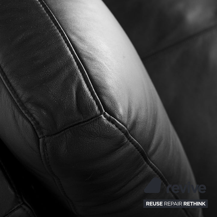 Rolf Benz 6600 leather three-seater black sofa couch