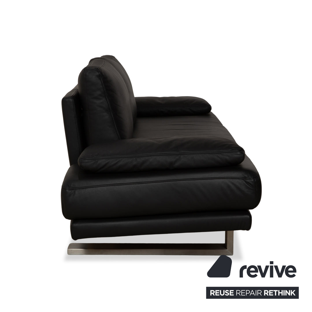Rolf Benz 6600 Leder Dreisitzer Schwarz Sofa Couch