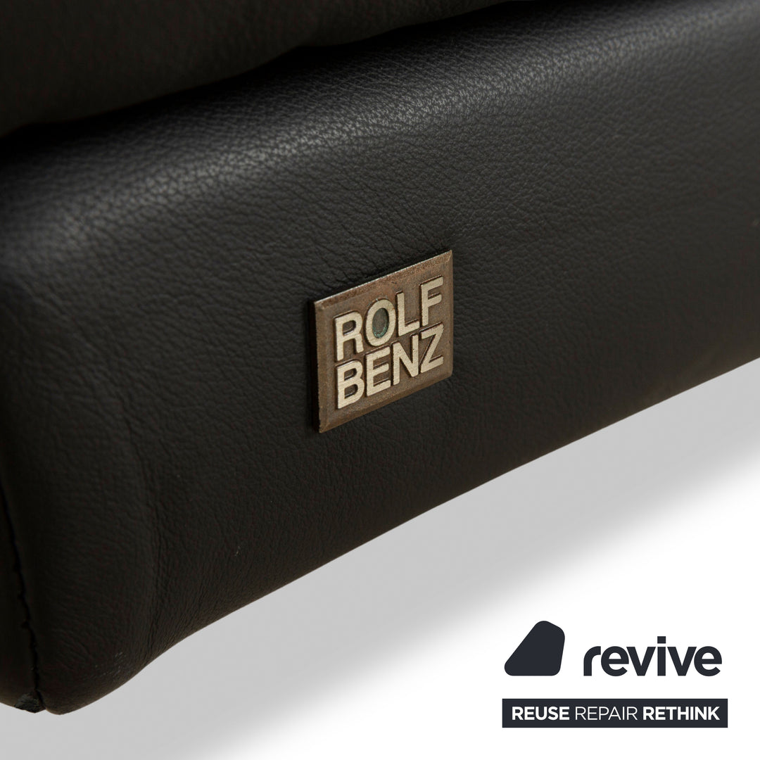 Rolf Benz 6600 leather three-seater black sofa couch