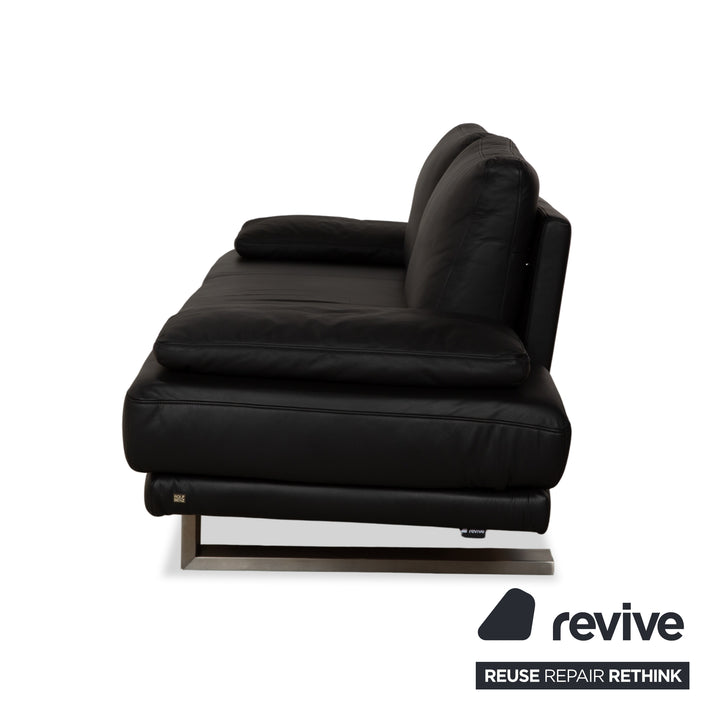 Rolf Benz 6600 leather three-seater black sofa couch