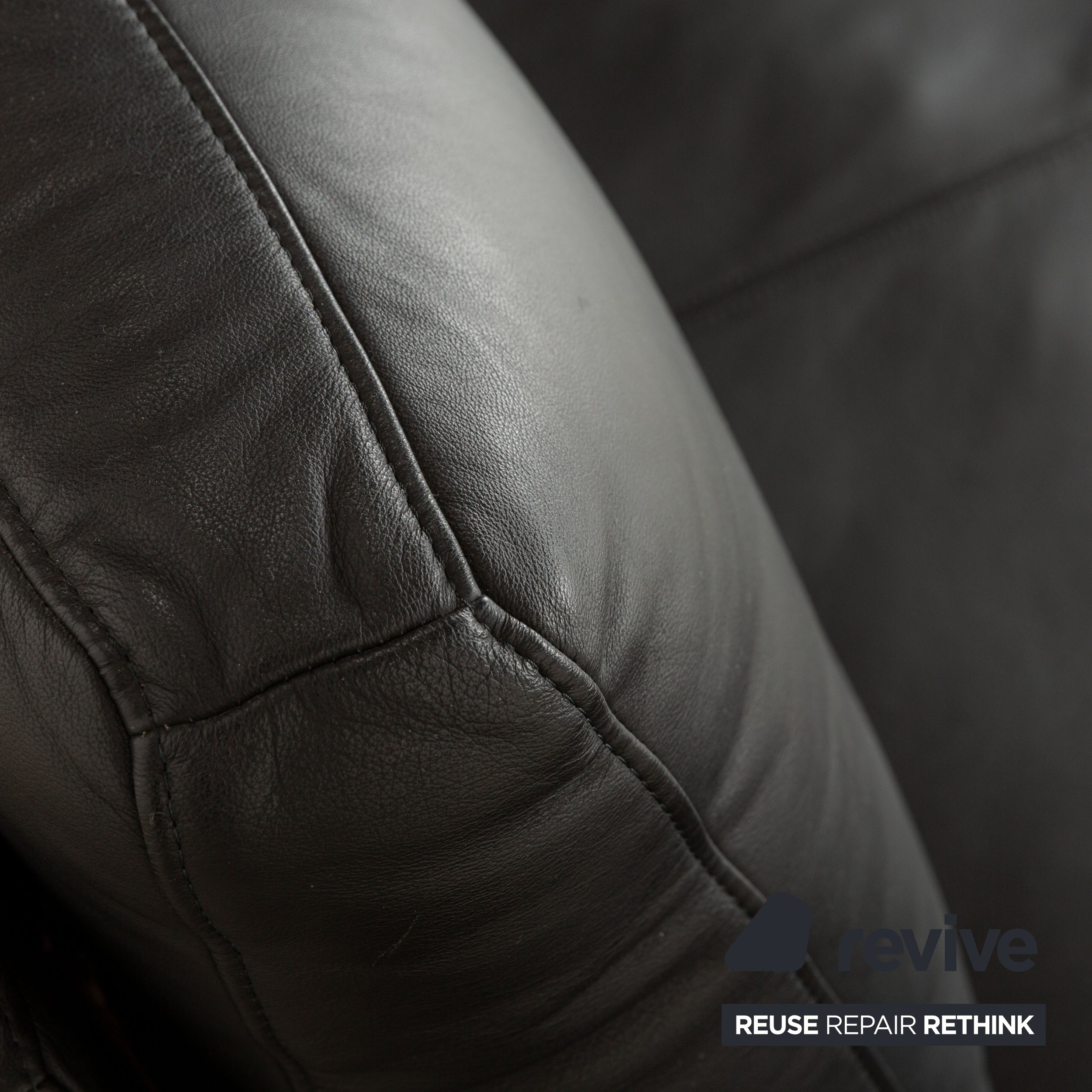 Rolf Benz 6600 Leder Dreisitzer Schwarz Sofa Couch