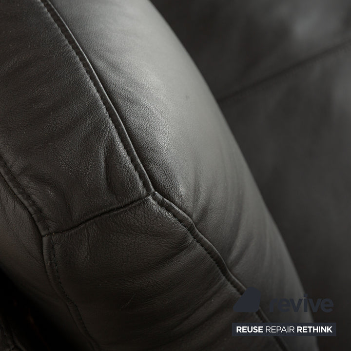 Rolf Benz 6600 leather three-seater black sofa couch