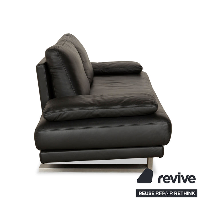 Rolf Benz 6600 leather three-seater black sofa couch