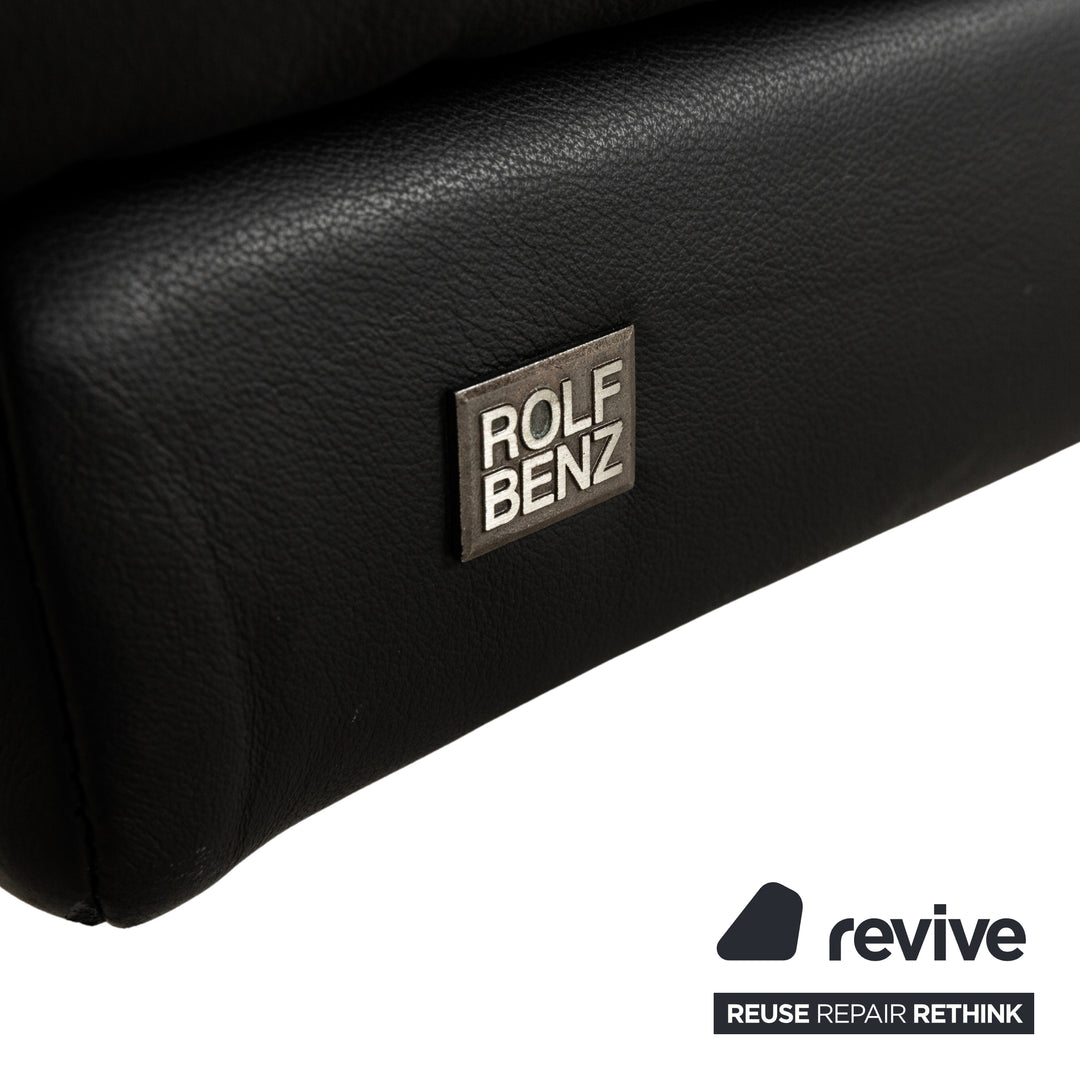 Rolf Benz 6600 leather three-seater black sofa couch