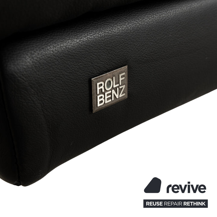 Rolf Benz 6600 leather three-seater black sofa couch