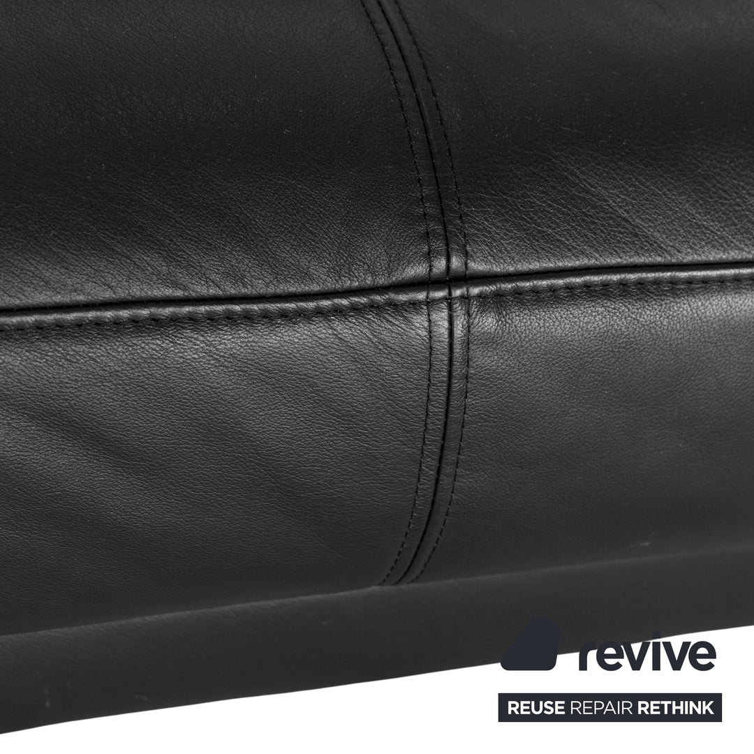 Rolf Benz 6600 leather three-seater black sofa couch