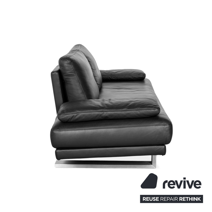 Rolf Benz 6600 Leder Dreisitzer Schwarz Sofa Couch
