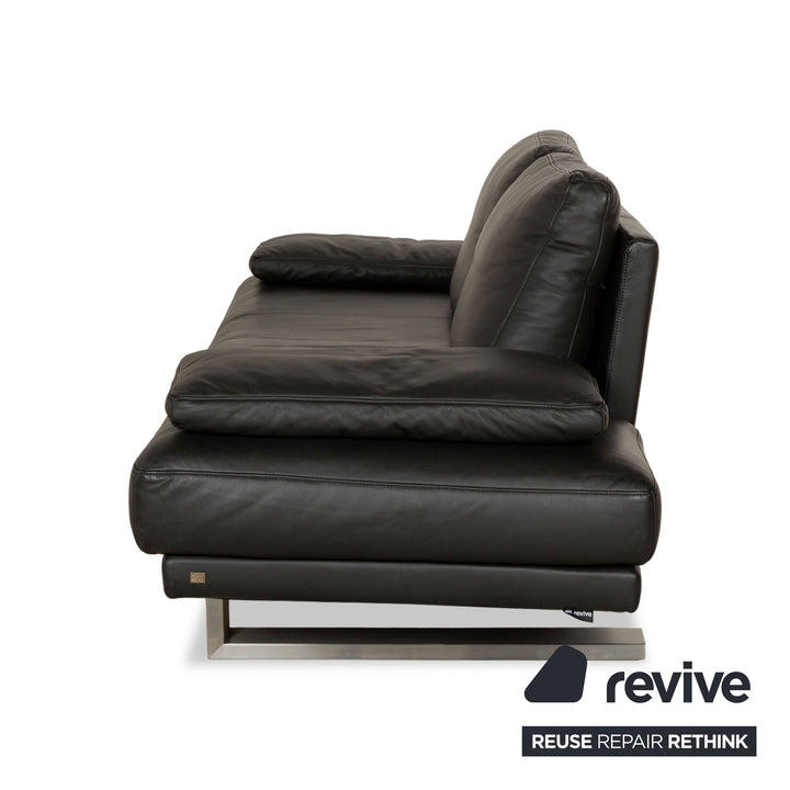 Rolf Benz 6600 leather three-seater black sofa couch