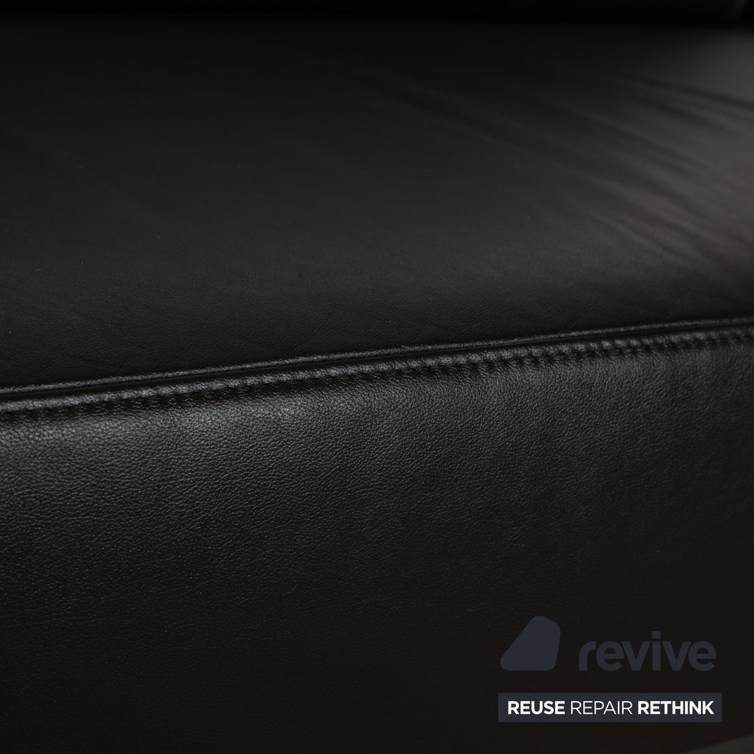 Rolf Benz 6600 leather three-seater black sofa couch