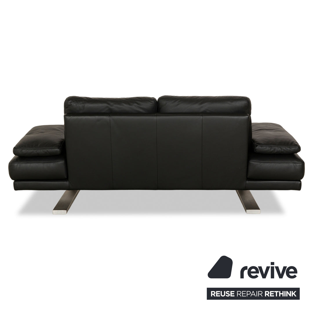 Rolf Benz 6600 leather three-seater black sofa couch