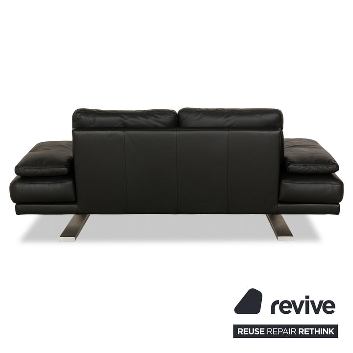 Rolf Benz 6600 leather three-seater black sofa couch