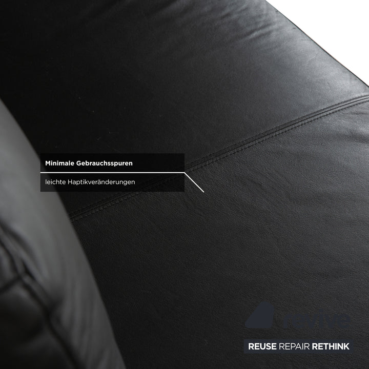 Rolf Benz 6600 leather three-seater black sofa couch