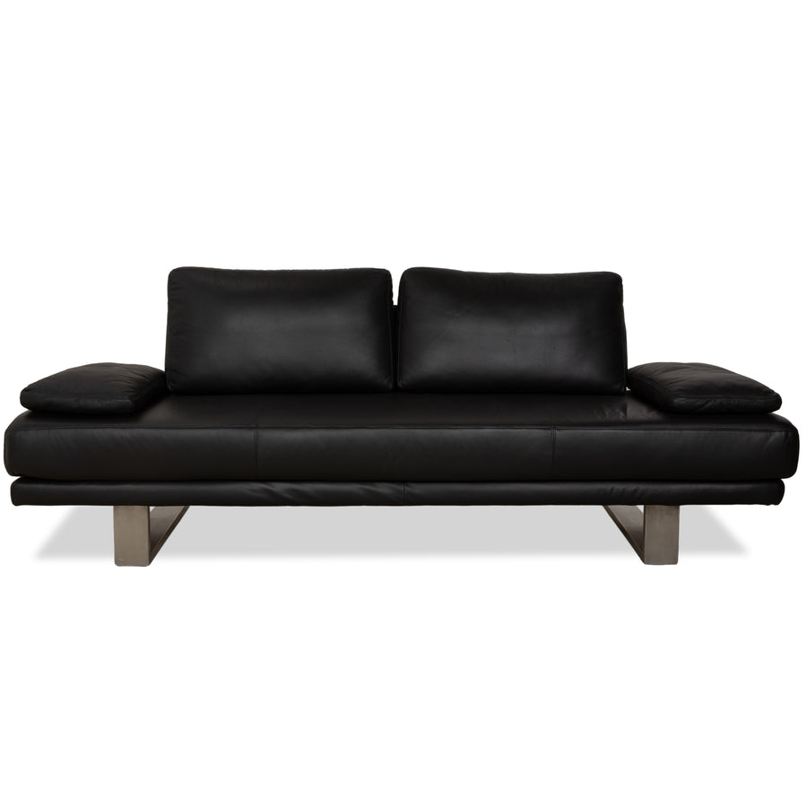 Rolf Benz 6600 leather three-seater black sofa couch