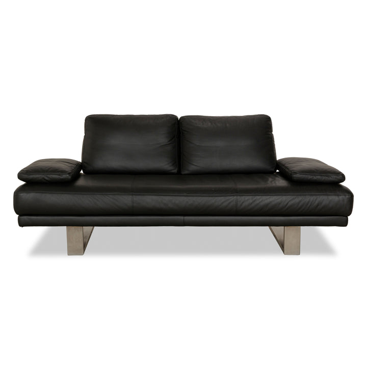Rolf Benz 6600 leather three-seater black sofa couch