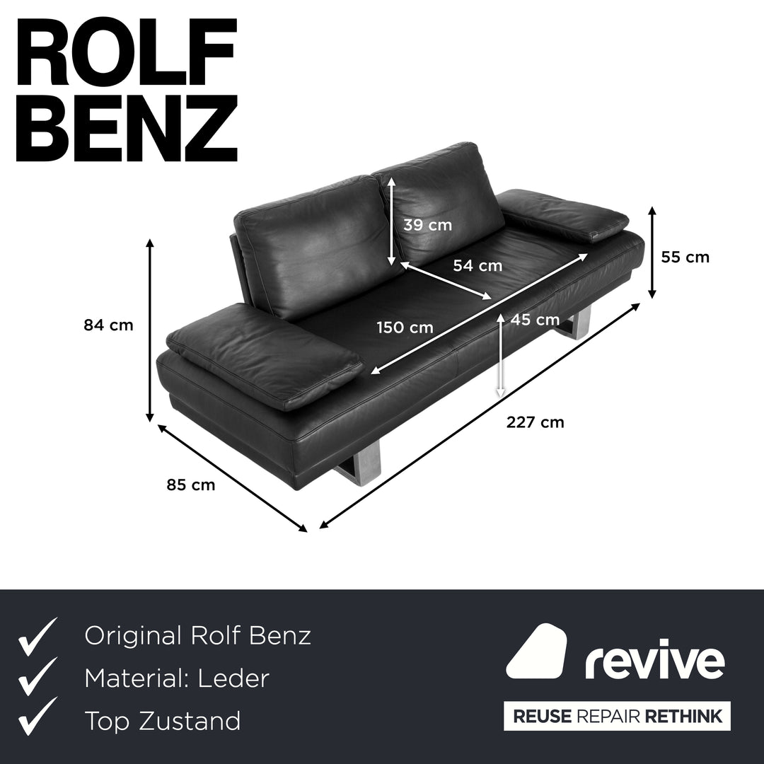 Rolf Benz 6600 Leder Dreisitzer Schwarz Sofa Couch