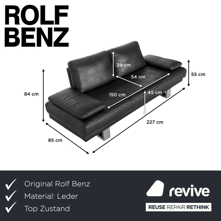 Rolf Benz 6600 Leder Dreisitzer Schwarz Sofa Couch
