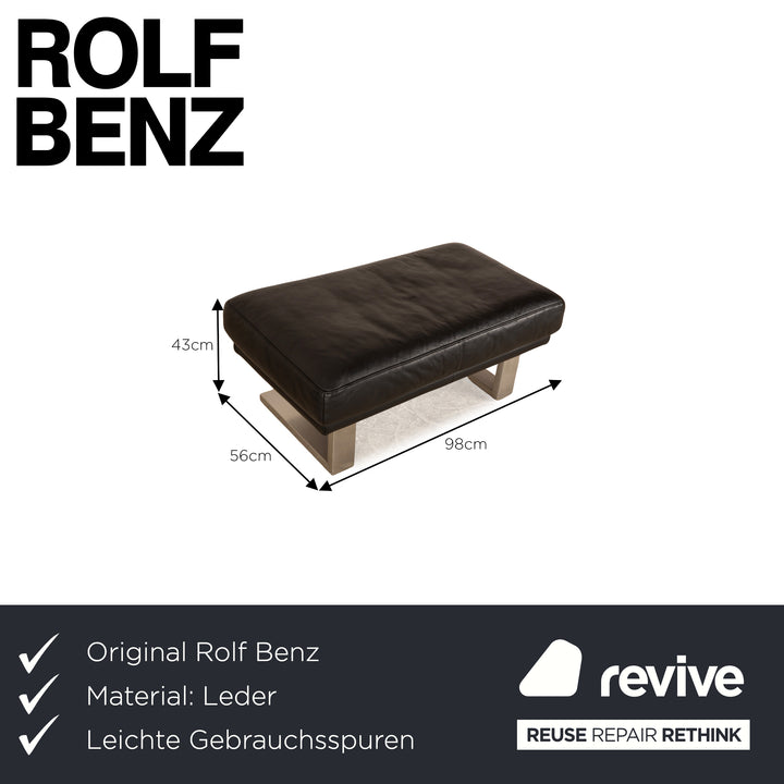 Rolf Benz 6600 Leather Stool Black